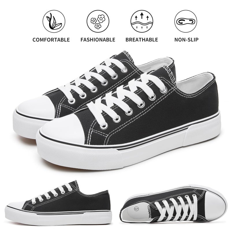 hash bubbie Women's Canvas Shoes Fashion Canvas Sneakers for Women Casual Tennis Shoes Low Top Walking Shoes(Black,US9) - Image 3